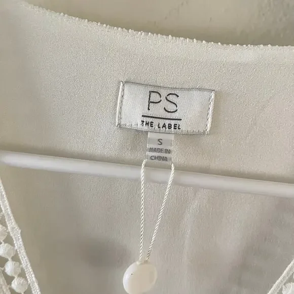 Boho Chic Tunic Peasant Dress Womens Small White Lagenlook Hippie Minimalist - Picture 6 of 9